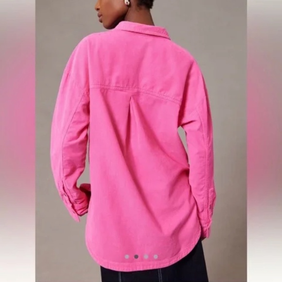 Anthropologie Pilcro Oversized & Relaxed Corduroy Shirt in Hot Pink Medium - Picture 3 of 16